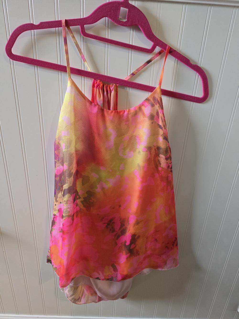 Jennifer Lopez  Pink and Orange Satin Camisole Dressy Top